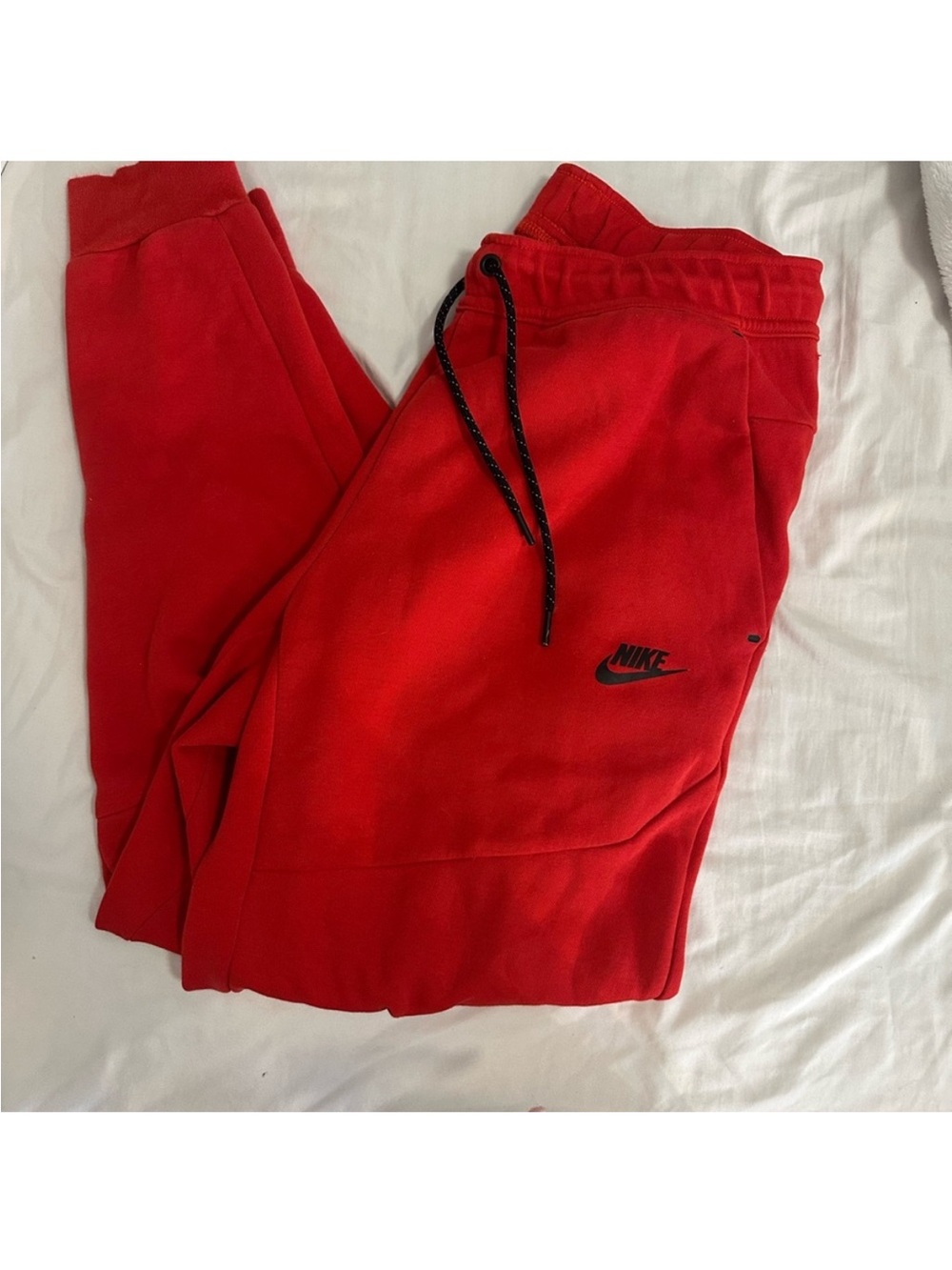 Nike Red Men's Jogger Sweatpants with Black Logo